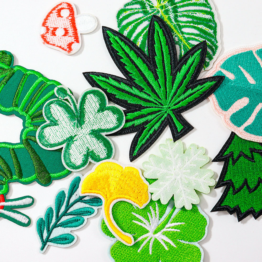 Wholesale Leaf embroidered patch pattern cloth patch